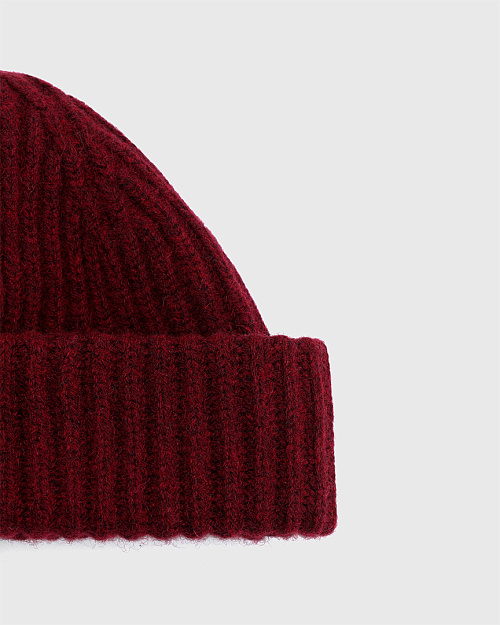 Шапка бини Unisex из шерсти с кашемиром, бордовый