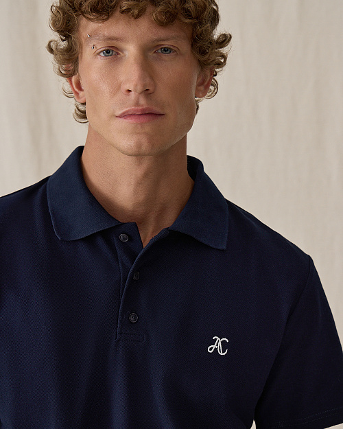 Футболка поло прямого кроя, синий