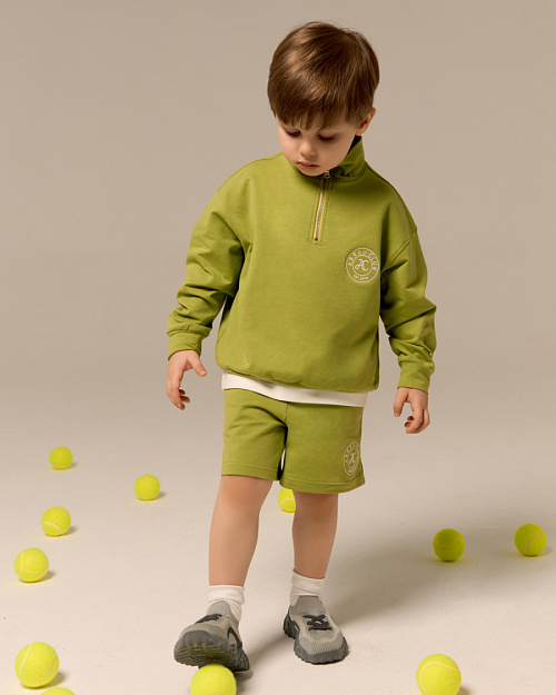 Детский свитшот Unisex с воротом на молнии, зеленый