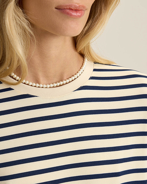 Лонгслив в полоску, темно-синий