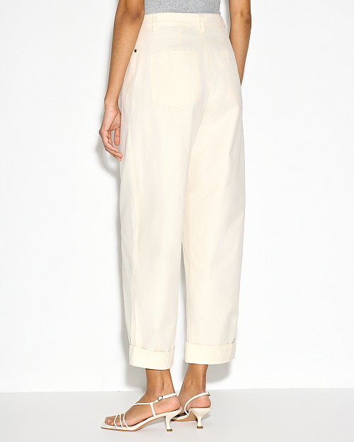 Хлопковые брюки с отворотами, белый