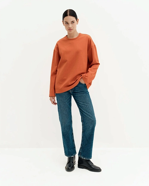 Свободный лонгслив прямого кроя, оранжевый