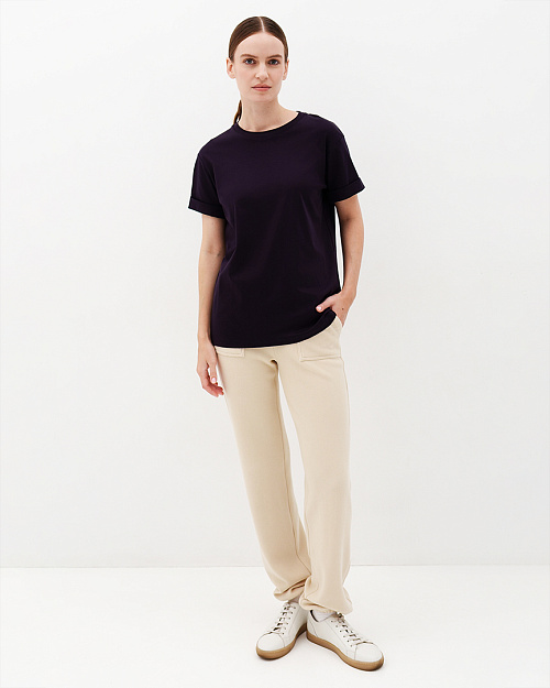 Футболка бойфренд Relaxed fit из мерсеризованного хлопка, темно-синий