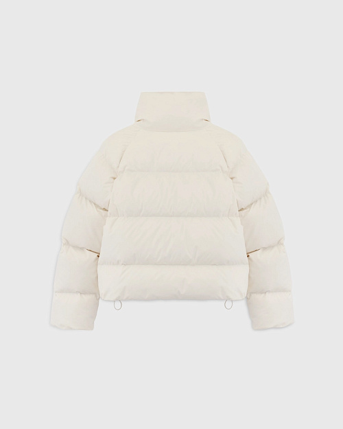 Короткий пуховик с натуральным наполнителем, молочный