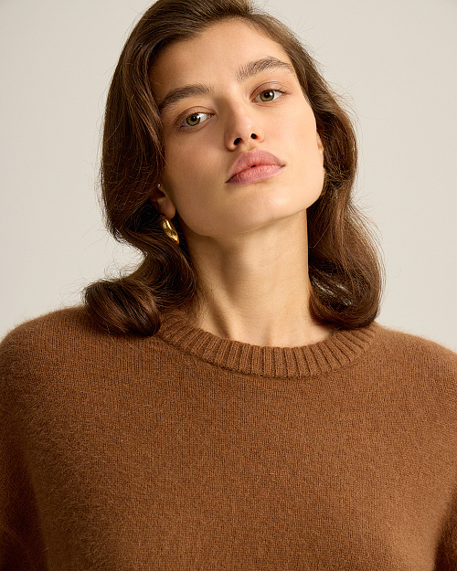 Объемный джемпер из ангоры, коричневый