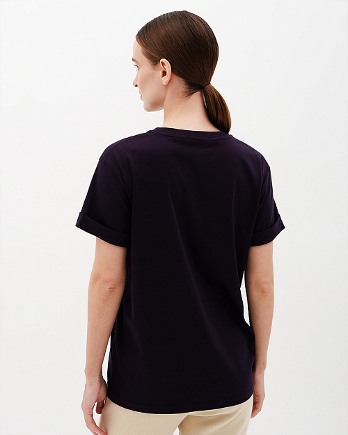 Футболка бойфренд Relaxed fit из мерсеризованного хлопка, темно-синий