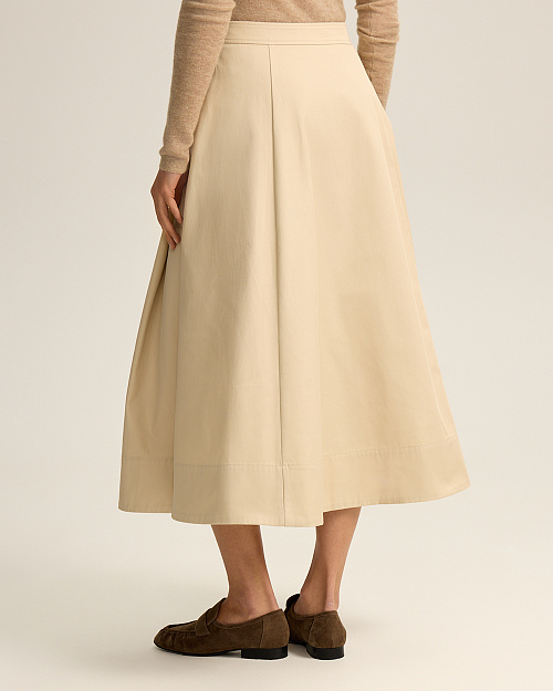 Хлопковая юбка "солнце", светло-бежевый