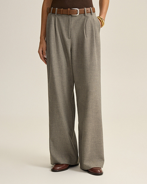 Классические брюки с защипами, серый