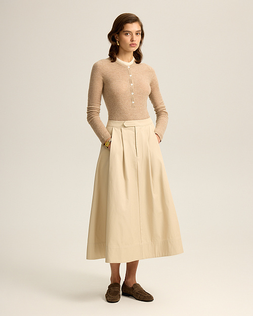 Хлопковая юбка "солнце", светло-бежевый