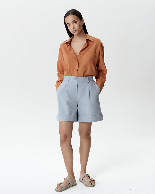 Шорты в стиле сафари, из плотного хлопка, голубой