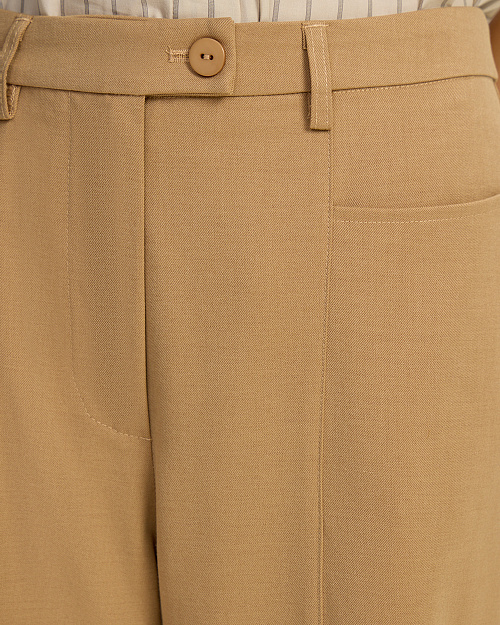 Прямые брюки с отстрочками, бежевый