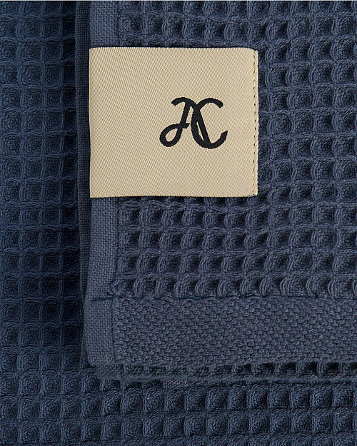 Полотенце вафельное, синий, 34x35 см