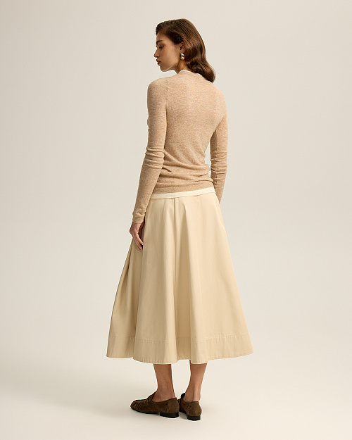 Шерстяной лонгслив на пуговицах, с эффектом многослойности, бежевый меланж