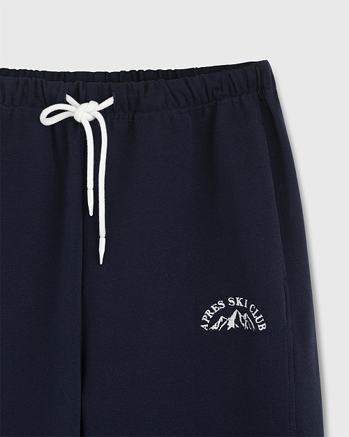 Свободные хлопковые джоггеры с вышивкой, темно-синий