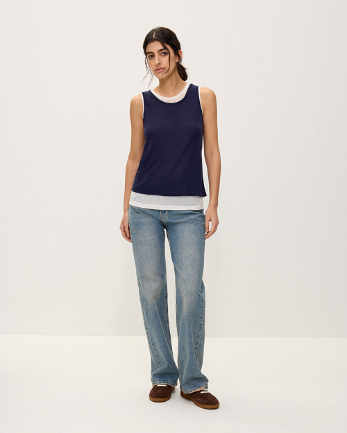 Двухслойная майка из тенселя и шерсти, синий