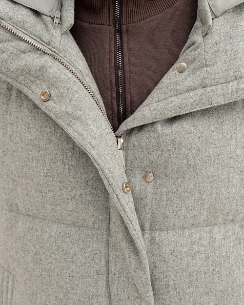 Жилет из пальтовой ткани, с отстегивающимся капюшоном, серый меланж